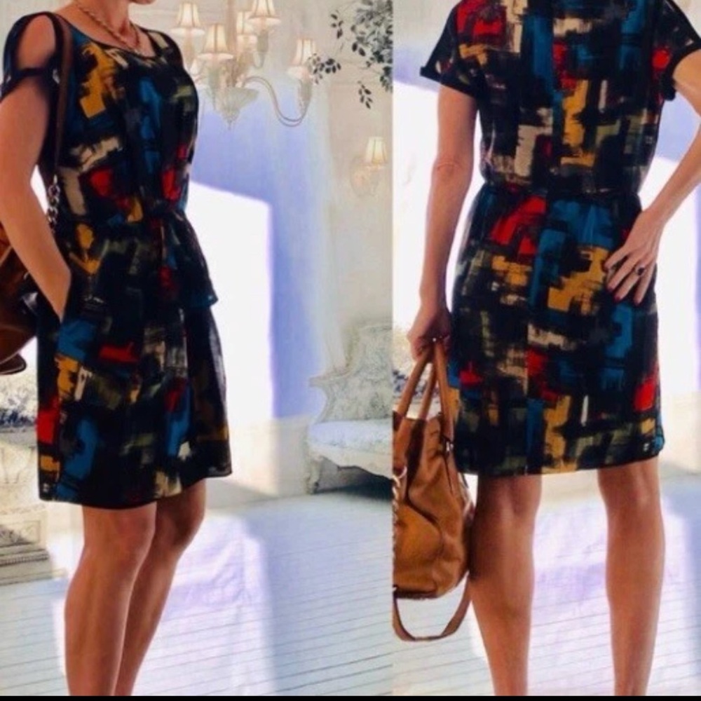 Cynthia Steffe Black Multicolor Mini Dress